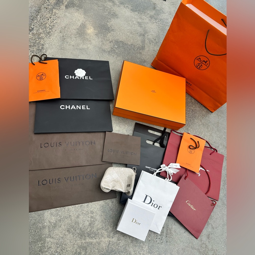 Designer shopping bags and boxes